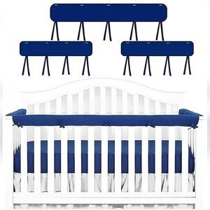 NEW TillYou 3pk Microfiber Reversible Crib Rail Covers. Navy/White 51x7" 27.5x7"